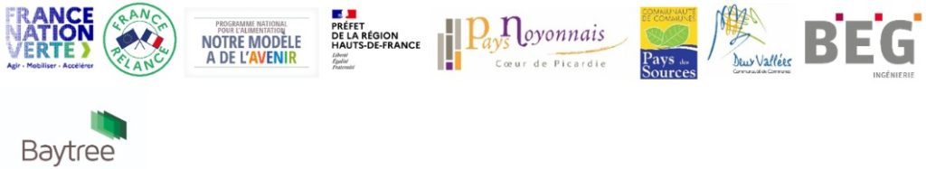 Logos France Relance, France nation verte, avenir, HdF, Pays Noynnais, Pays des Sources, CC2V, BEG, Baytree